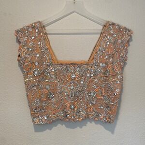 Embellished Tan Crop Top